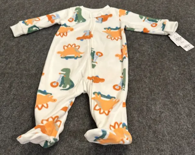 Carters 6m Baby Boy Fleece Footie Sleeper Pajamas One Piece Outfit NWT (A4) Dino