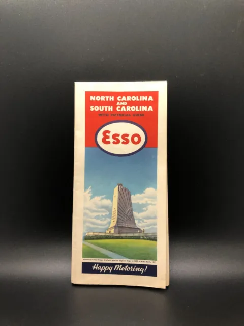 Vintage Esso Road Trip Map - North & South Carolina - Petroliana Advertising