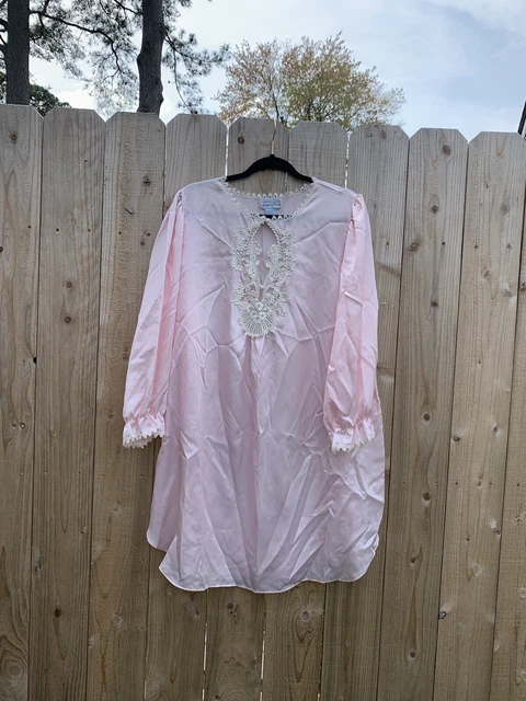 Vintage Pink Silky Vtg. Nightgown Lingerie Sleepwear By Sugar Plum Size Large