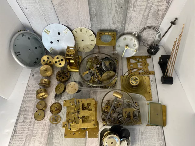 Job Lot of Vintage Clock  Parts, Mixed Lot of Parts for Clockmaker