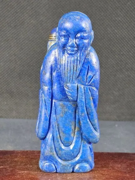 Chinese Elder Gourd Carved Natural Lapis Lazuli Snuff Bottle