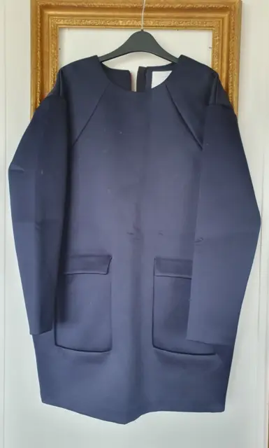 ASOS Navy Blue Scuba Cocoon Structured Zip Back Dress Size 12