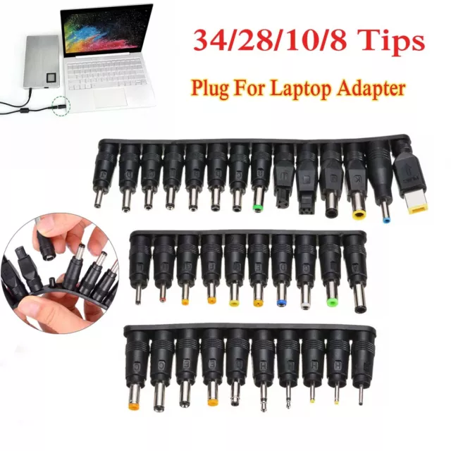 34 Tips Universal Charger Power Supply Adapter Plug Jack Kit For Laptop Notebook