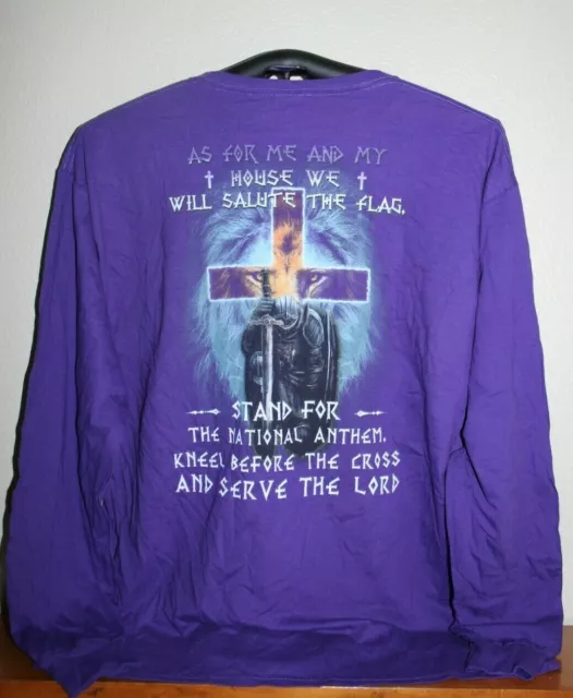 AS FOR ME AND MY HOUSE WE WILL SALUTE THE FLAG.. Long Sleeve T-Shirt, XL, Purple