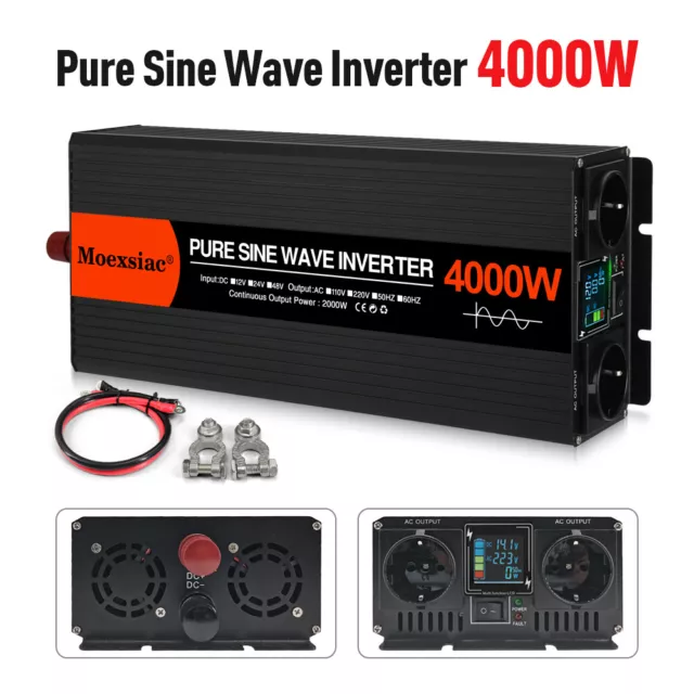 12V to 220V Boat Car Onduleur DC AC Pur Sinus Inverter Power 4000W Convertisseur