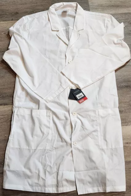 Dickies 40" Unisex Lab Coat 83403 DWHZ White Free Shipping SIZE XL NEW SHIPSFREE