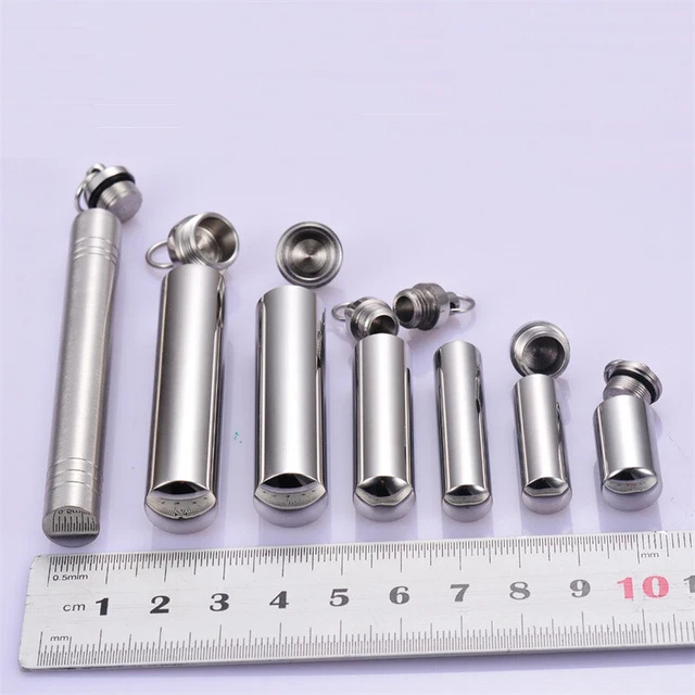 Stainless Steel Bottle Cremation jewelry Cylinder Tube Ash Urn Pendant Neckl-EL