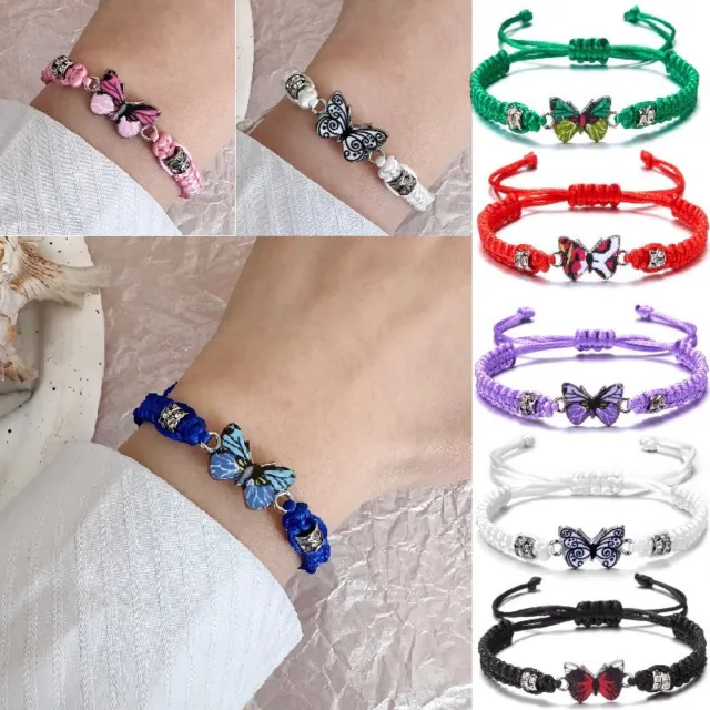 Boho Butterfly Bracelet Crystal Braid Bracelet Jewelry Women Gift Adjustable