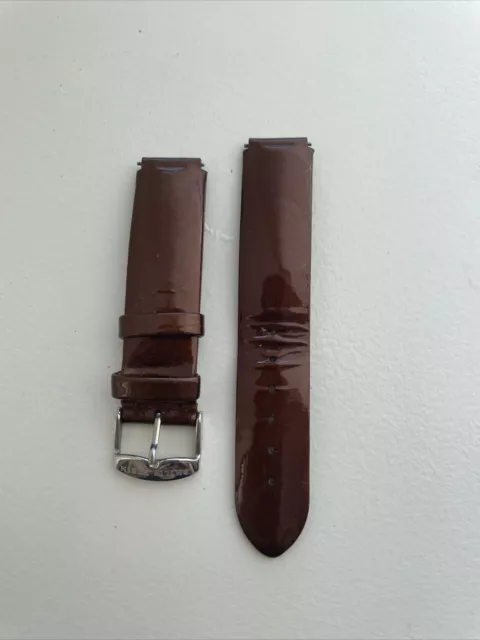 Philip Stein patent leather watch band, 18mm, brown