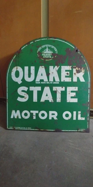 QUAKER STATE SIGN Thumbstone Motor Oil Gas Advertisement / As found ...