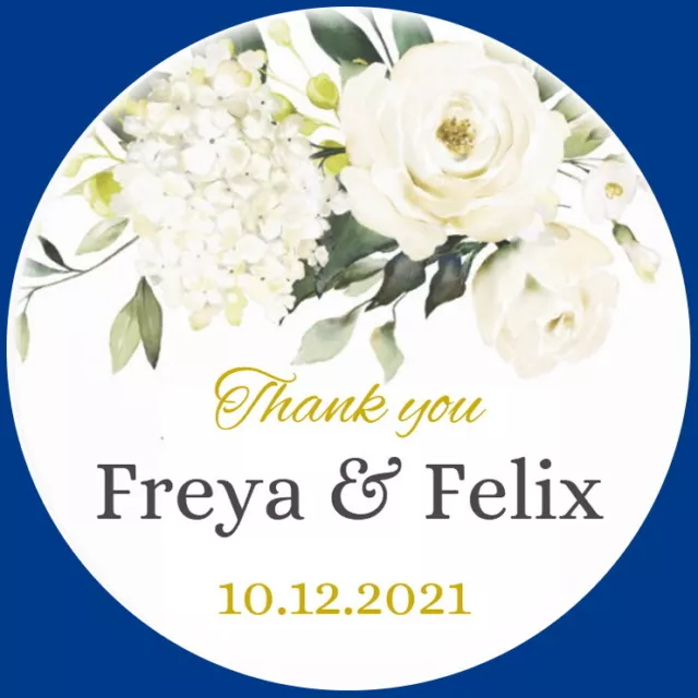 Personalised Gloss Floral  Engagement Wedding Favour Labels,Thank You Stickers