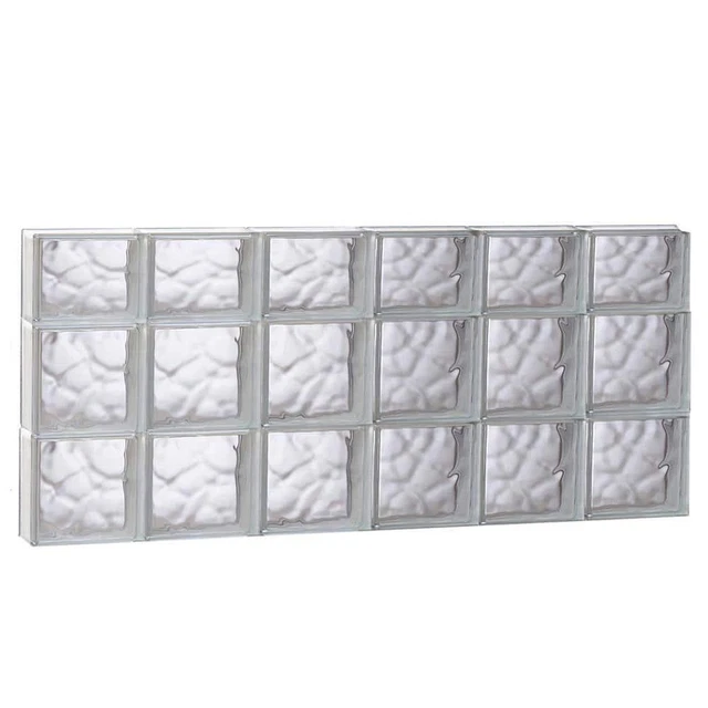Clearly Secure Glass Block Window 46.5"x21.25" Frameless Wave Pattern Non-Vented
