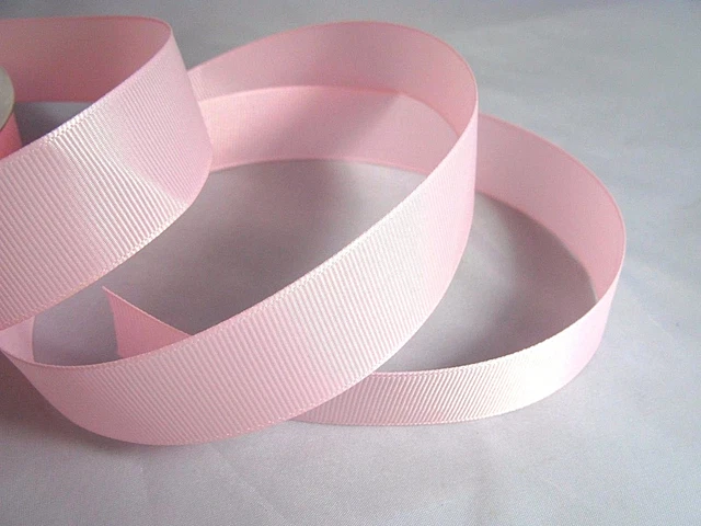 Pale Pink Grosgrain Ribbon. 25m length in Full reel. Choose 10mm or 25mm width