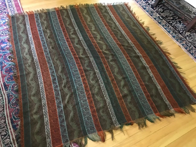 Antique Kashmir Paisley-type  Shawl 80 x 80” unusual colors