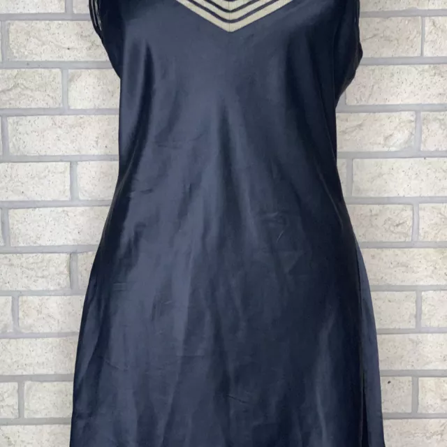 VINTAGE VICTORIA’S SECRET Bias Cut Dark Black Silk Opaque Slip Dress ...