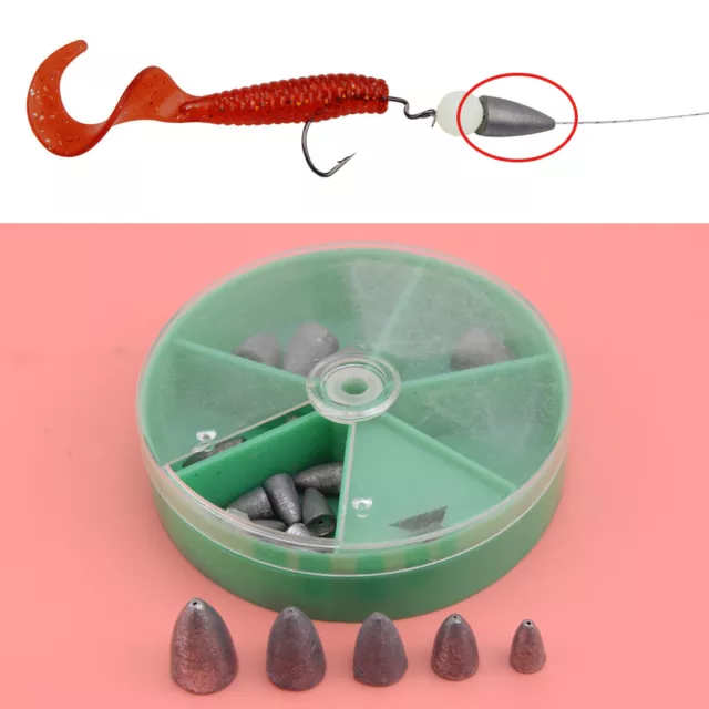 21PCS FISHING BULLET Worm Weights Kit Lead Bass Sinkers Weights