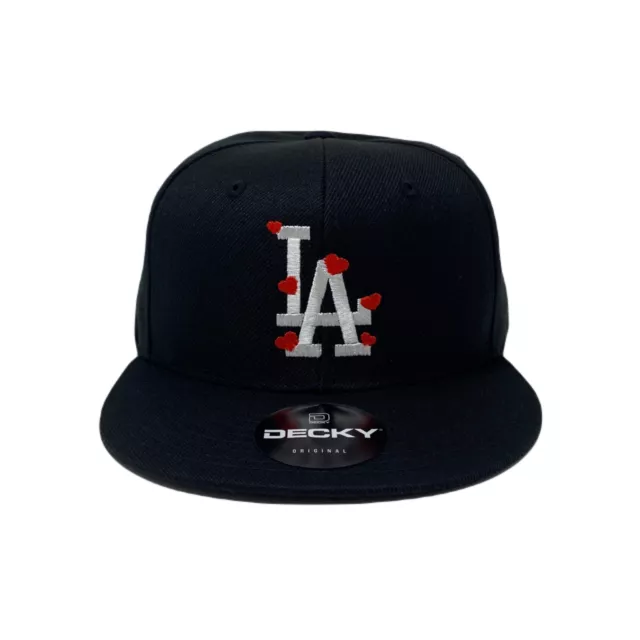 Los Angeles White LA Hearts Love Snapback Hat Cap All Black