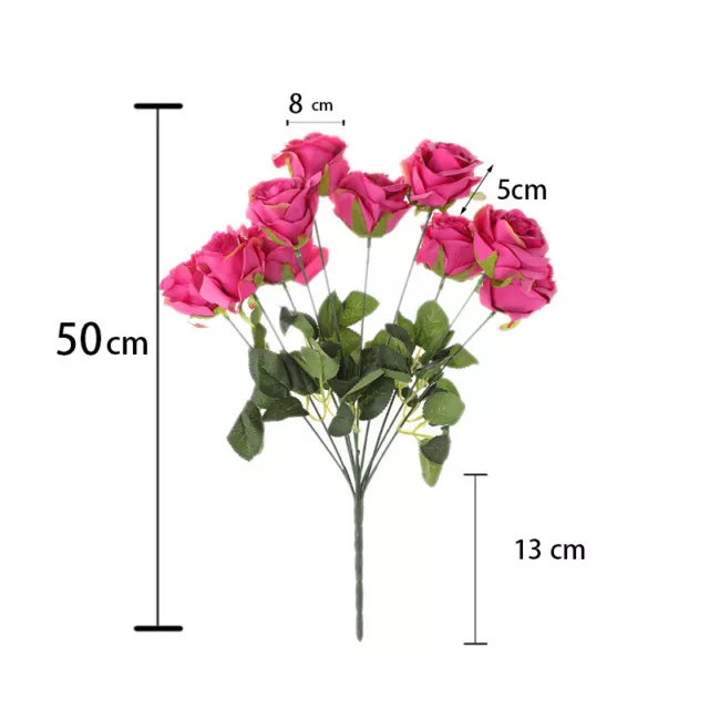 10 Heads Silk Rose Artificial Fake Flowers Bouquet Wedding Garden Party Decor. 2