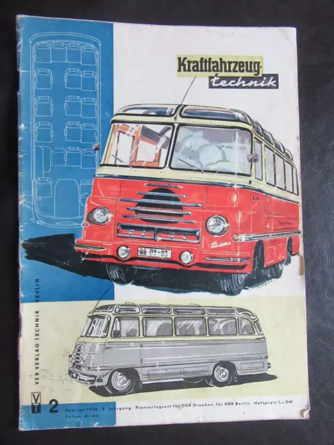 Kraftfahrzeugtechnik KFT Robur-Bus Heft 2/1958 DDR Zeitschrift