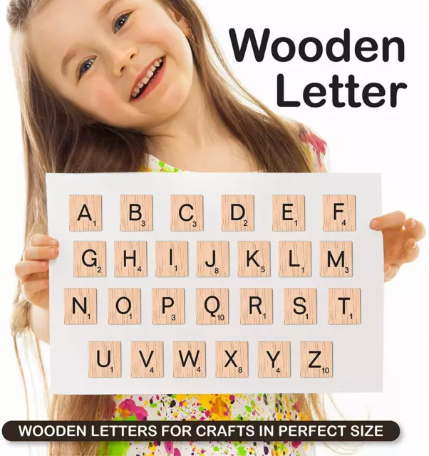 Upto 500pcs Wooden Alphabet Letters Scrabble Tiles & Numbers For Craft Wood Game 2