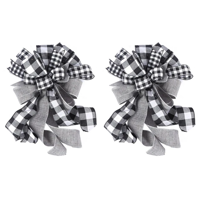 2 pcs plaid bows Weihnachten Bogen Weihnachten Bögen für Kränze Weihnachten Baum