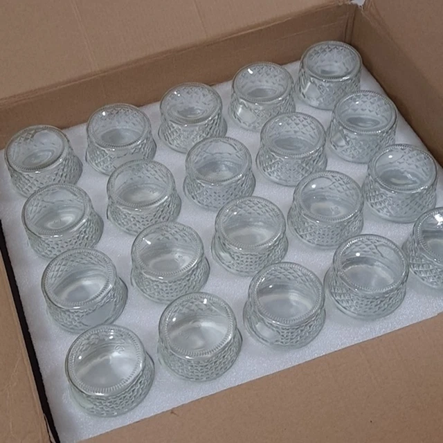 Glass Jelly Jars 4oz  Set Of 40 Quilted Crystal Style NOB