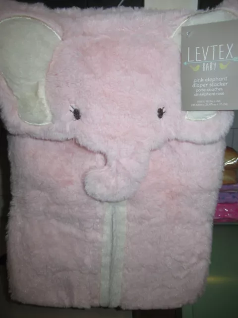 Levtex baby pink elephant diaper stacker NWT