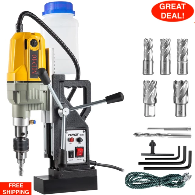 Magnetic Drill 1100W 1.57" Boring Diameter 2697Lbf/12000N Portable Electric Mag