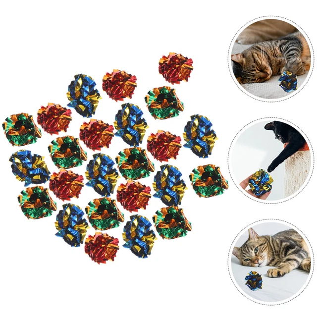 25 Pcs Balle Teaser Pour Animaux De Compagnie Froissée Chat Poids Léger Boule