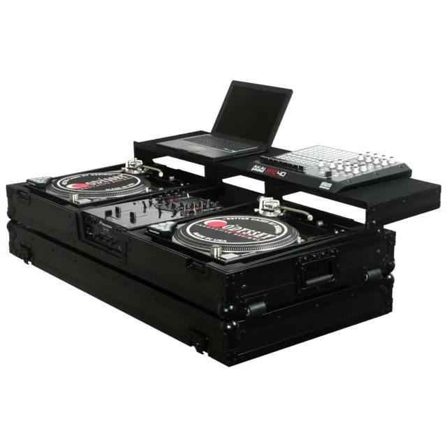 Odyssey FZGSPBM10WBL Black Label Glide Style 10" Mixer Dual Turntable DJ Case...