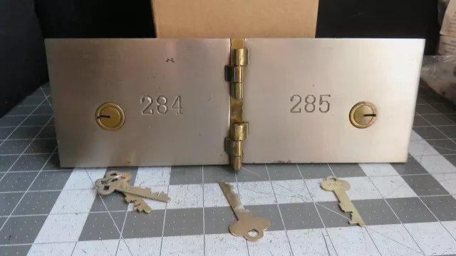 Antique L.L. Bates 1886 Safety Deposit Box Door 3 Op & 1 Guard Key #284 & #285
