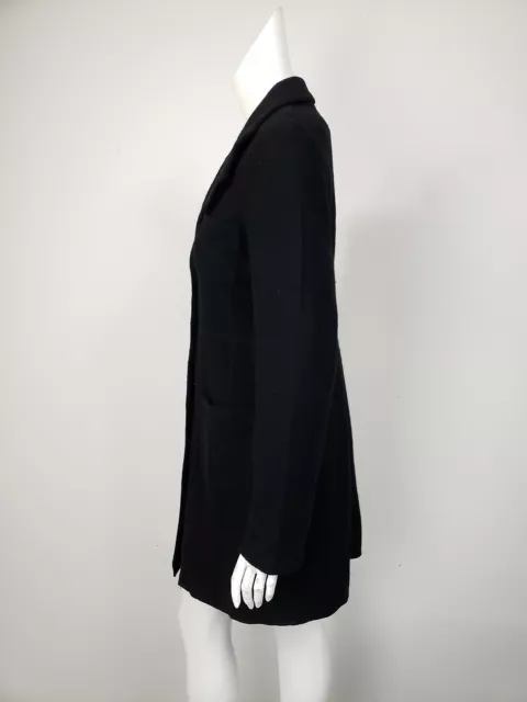 DKNY Black Boiled Wool Knit Four Pocket Longer Duster Sweater Jacket 8 NEW $169 2