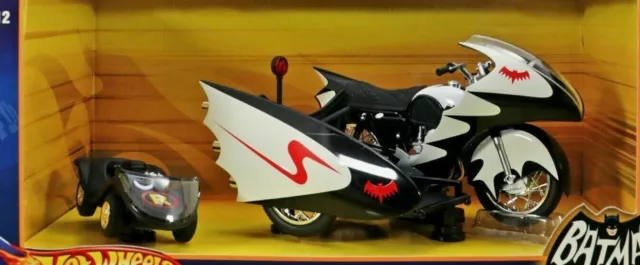 Modèle 1:12 Batman Et Robin 1966 Batcycle Side-Car Hot Wheels Édition Limitée