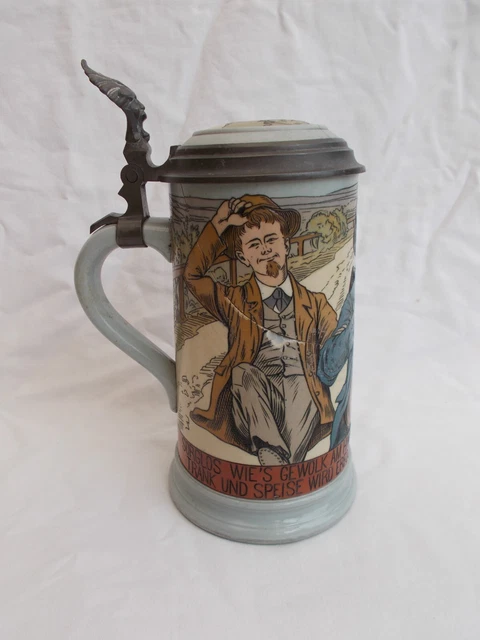 Chope Ancienne Biere Gres Mettlach German Bierkrug Krug Antique Xix