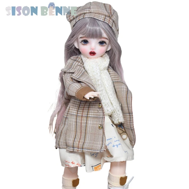 Poupée BJD 30cm (12 Pouces) - Fille Avec Yeux Bleus Remplaçables, Perruque Courte Et Chapeau