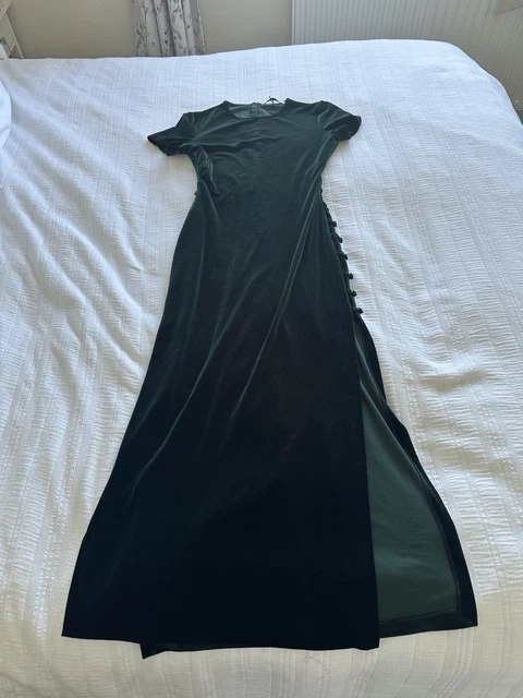 slim fit dress slacks Zara Long Sleeve Green Velvet Dress