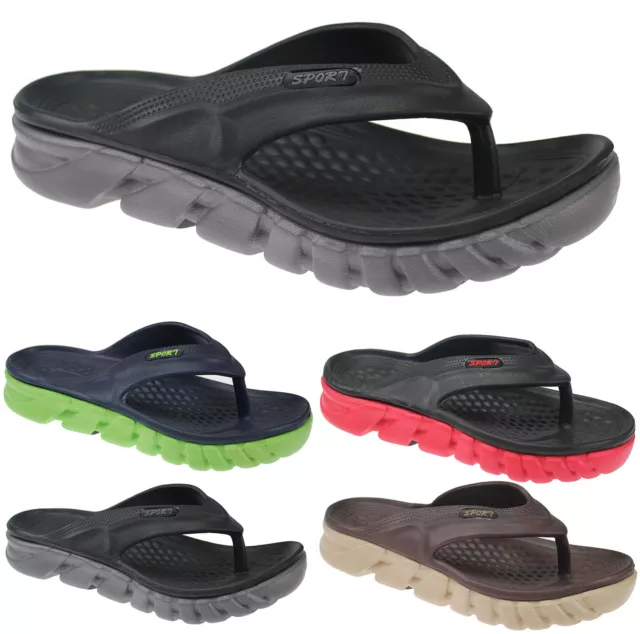 New Mens Summer Sandals Toe Post Casual Mule Beach Pool Shower Flip Flops Shoes