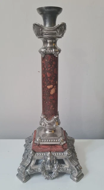 Bougeoir Ancien Français En Bronze Et Marbre – Guirlandes – 19ème Siècle – Objet De Collection