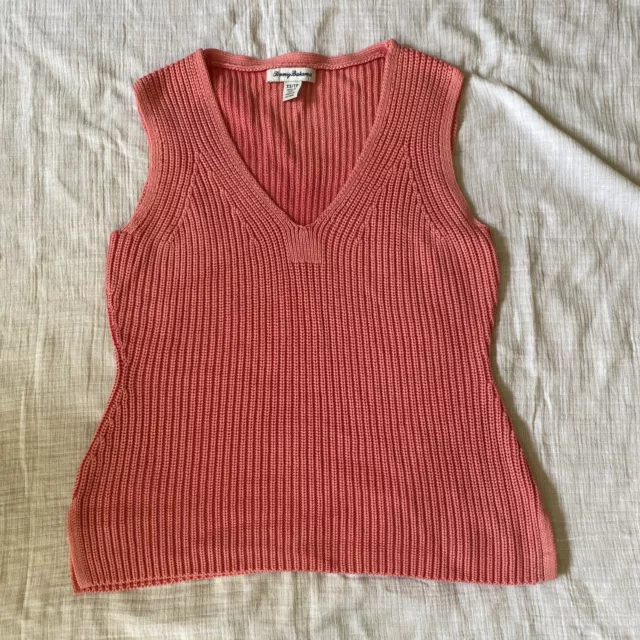 Tommy Bahama Belle Haven Tank Top Size XS Knit VNeck Nautical Preppy Summer Pink