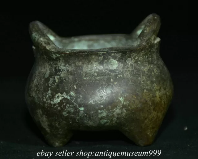 2.4" Old Chinese Bronze Dynasty Xuande Marked Incense Burner Censer