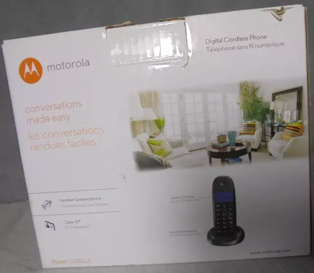 Motorola Dect 6.0 Digital Cordless Phone C1001LX Black Missing Items 3