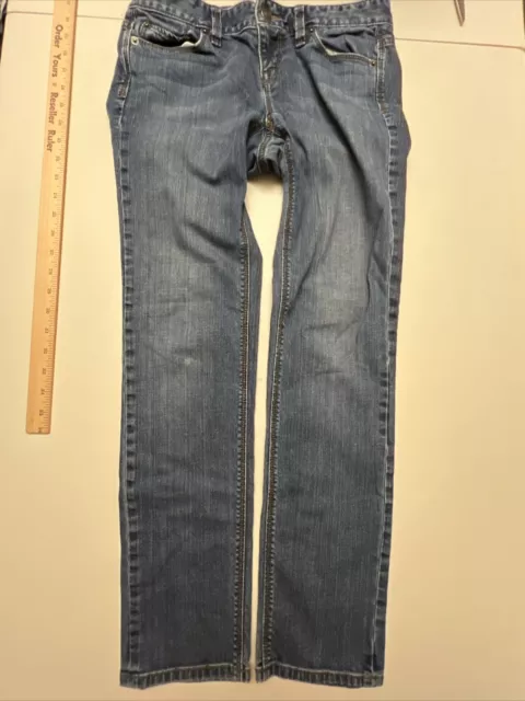 Ann Taylor Loft Modern Straight Denim Blue Jeans Womens Size 26/2P Measure 28X27