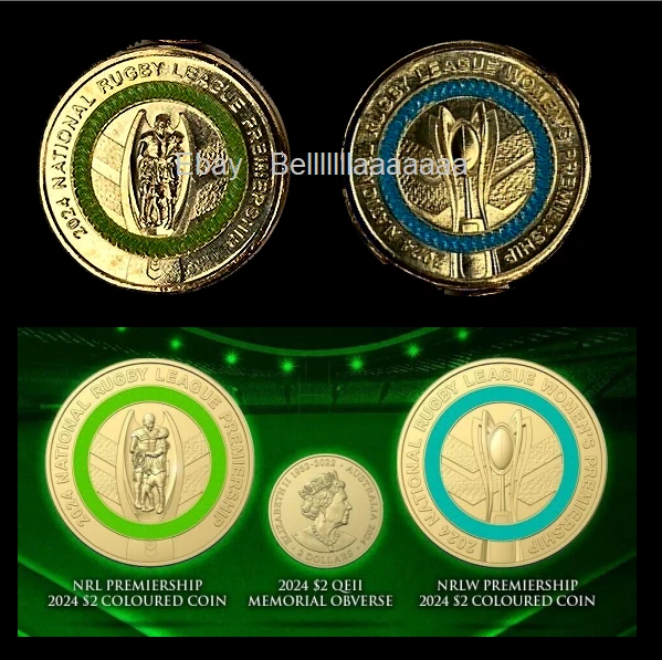 BOTH 2024 $2 Rugby League NRL Coin - Australian Two Dollar Coin (2 ...