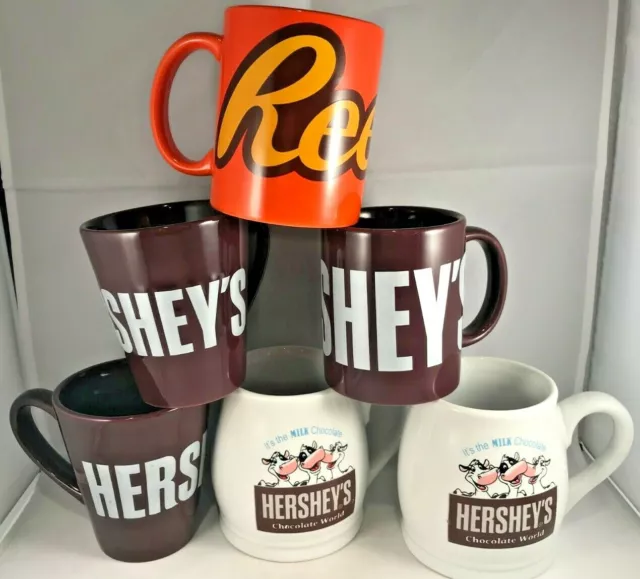 Hershey's Milk Chocolate Peanut Butter Coffee Tea Cup Mug Lot of 2