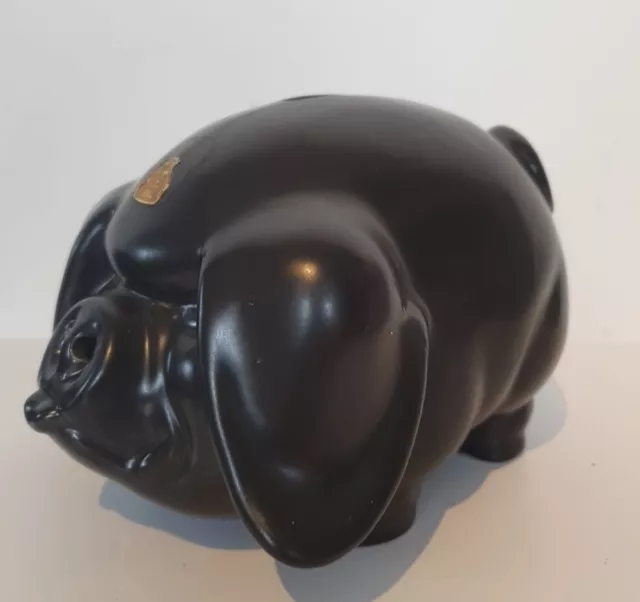 Dartmouth Pottery Grumpy Pig Piggy Bank Black Ceramic 3