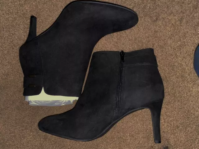 New! Alfani Step N Flex Faust Black Micro Suede Booties 3" Heel Ladies 10