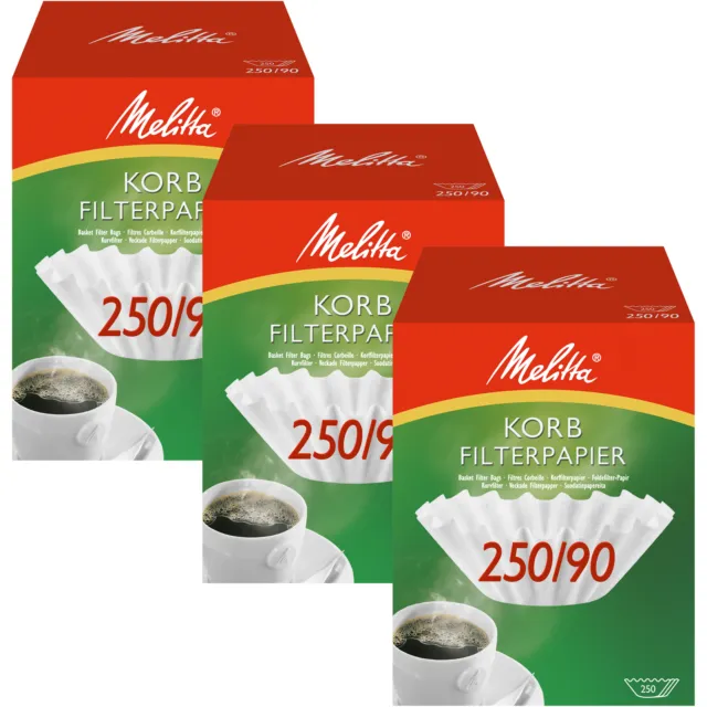 3x MELITTA Korbfilter 250/90 Filter Kaffeemaschine Korbfilterpapier Kaffeefilter