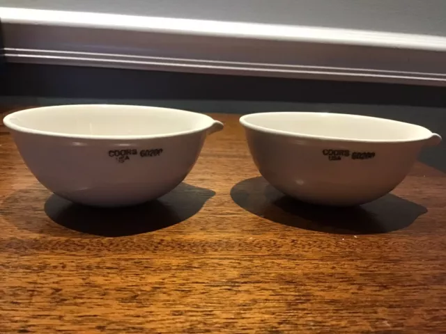 VTG Coors USA Porcelain Company Set of 2 Lab Bowls 06 Evaporating Dish w/Spout