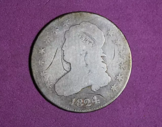 1824 25C Capped Bust Silver Half Dollar #P18428