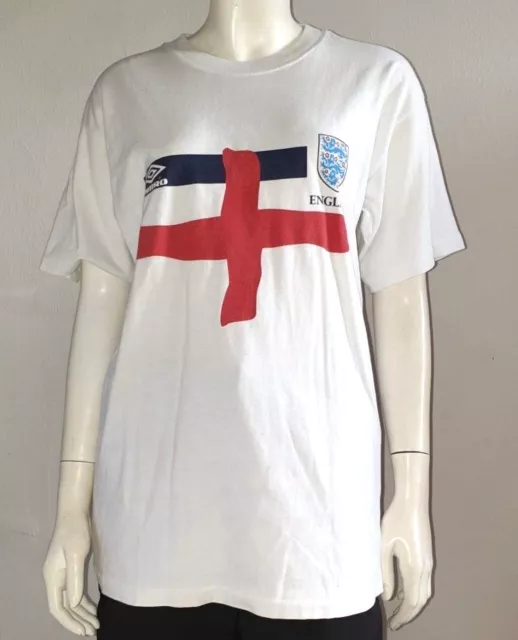 Umbro 1998 England T-Shirt Top weiß Größe LB Large Jungen Alter 11-12 WM